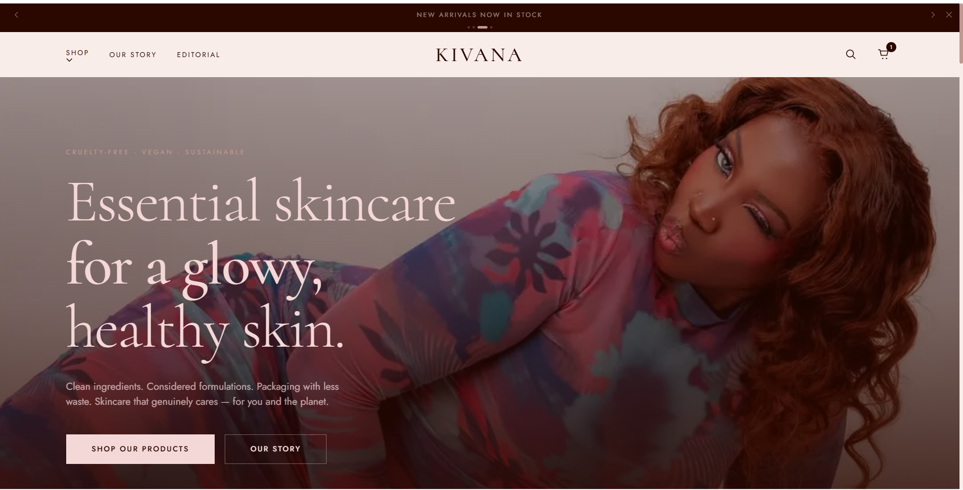 Kivana skincare website preview